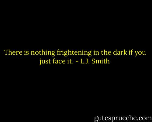 There is nothing frightening in the dark if you just face it. - L.J. Smith