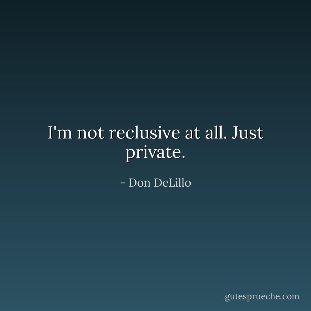 I'm not reclusive at all. Just private. - Don DeLillo