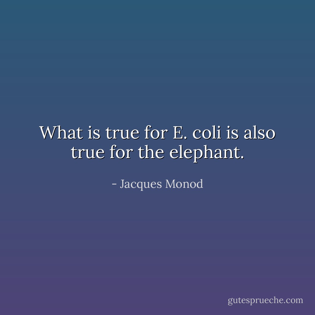 What is true for E. coli is also true for the elephant. - Jacques Monod