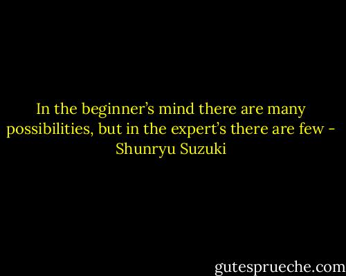In the beginner’s mind there are many possibilities, but in the expert’s there are few - Shunryu Suzuki