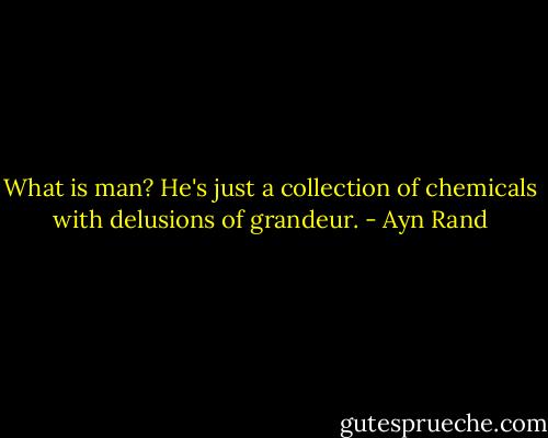 What is man? He's just a collection of chemicals with delusions of grandeur. - Ayn Rand