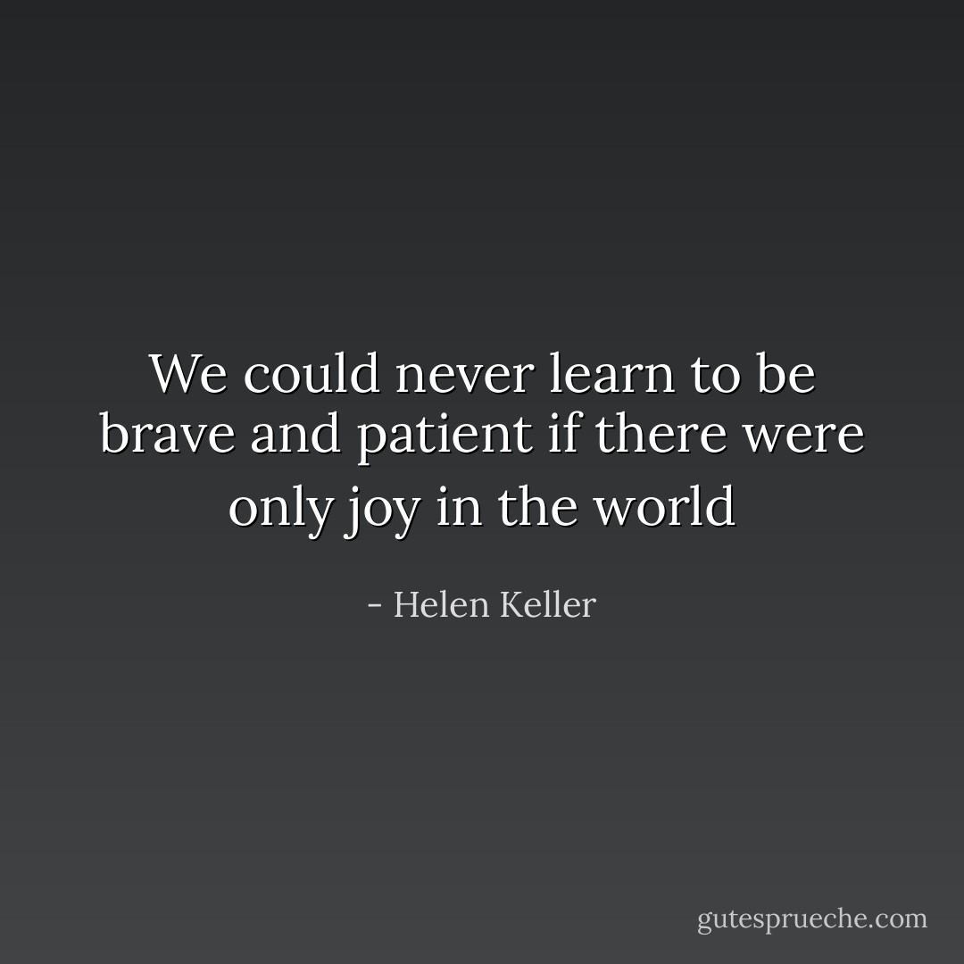 We could never learn to be brave and patient if there were only joy in the world - Helen Keller