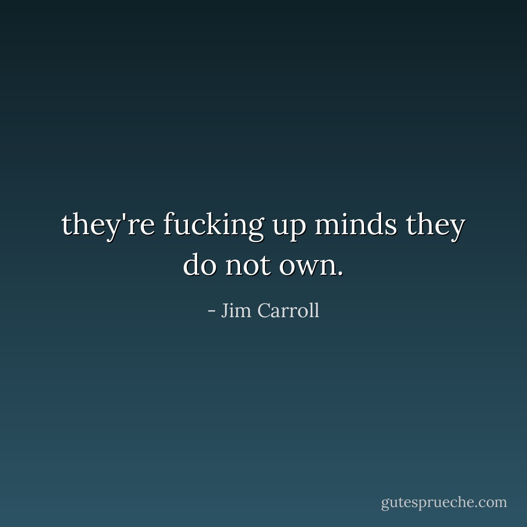 they're fucking up minds they do not own. - Jim Carroll