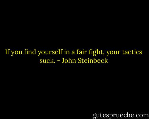 If you find yourself in a fair fight, your tactics suck. - John Steinbeck