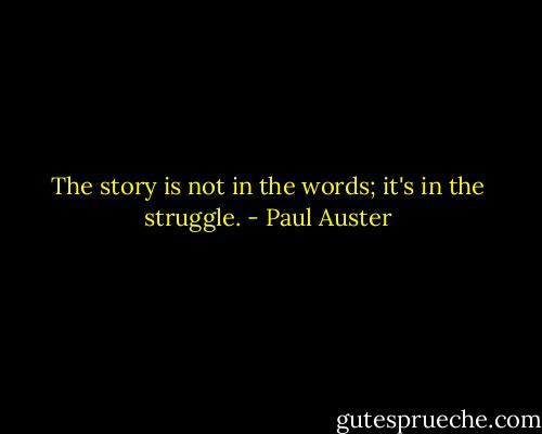 The story is not in the words; it's in the struggle. - Paul Auster
