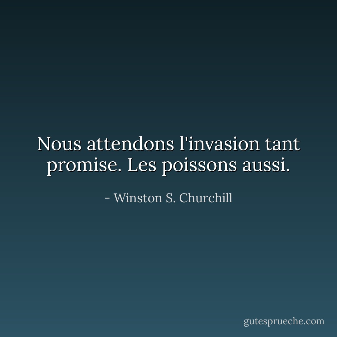 Nous attendons l'invasion tant promise. Les poissons aussi. - Winston S. Churchill