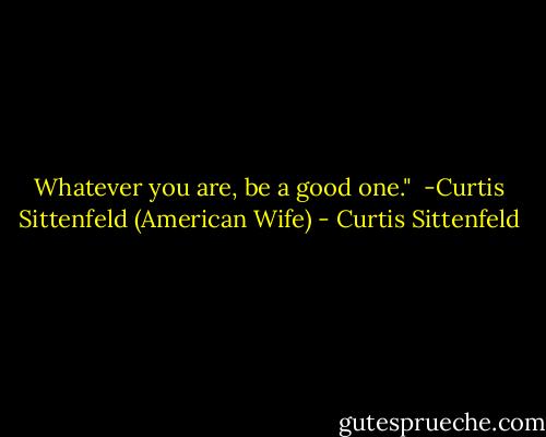 Whatever you are, be a good one." <br />-Curtis Sittenfeld (American Wife) - Curtis Sittenfeld