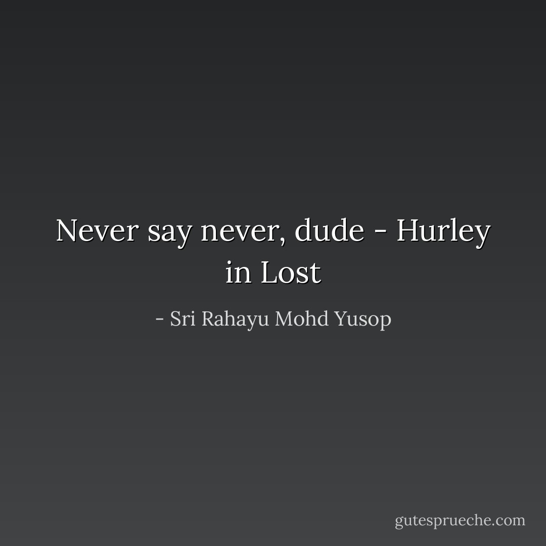 Never say never, dude - Hurley in Lost - Sri Rahayu Mohd Yusop