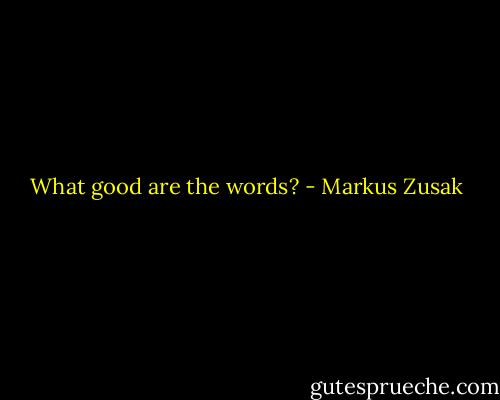 What good are the words? - Markus Zusak