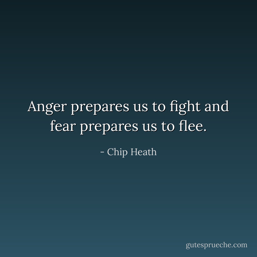 Anger prepares us to fight and fear prepares us to flee. - Chip Heath