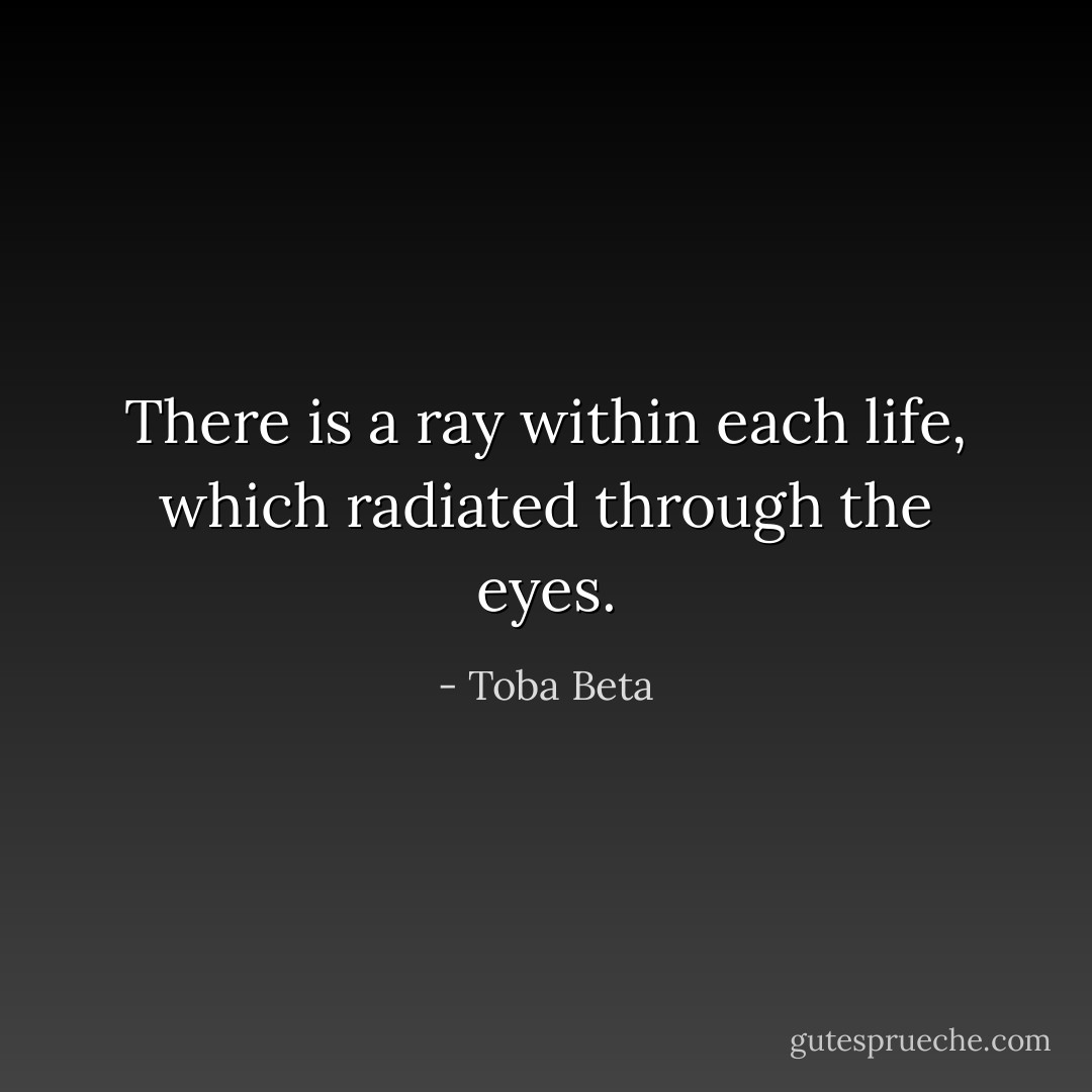 There is a ray within each life,<br />which radiated through the eyes. - Toba Beta