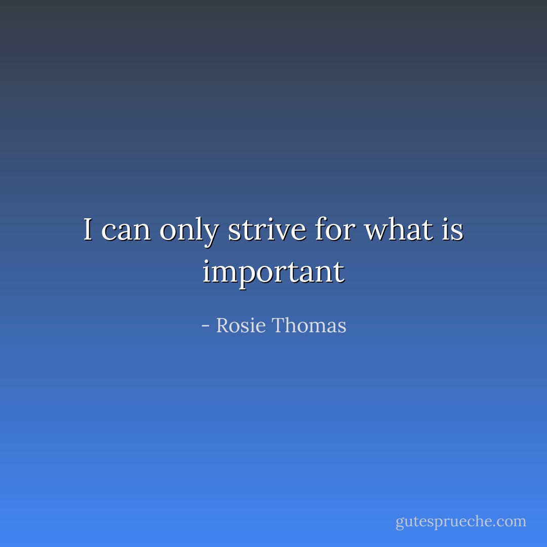 I can only strive for what is important - Rosie Thomas
