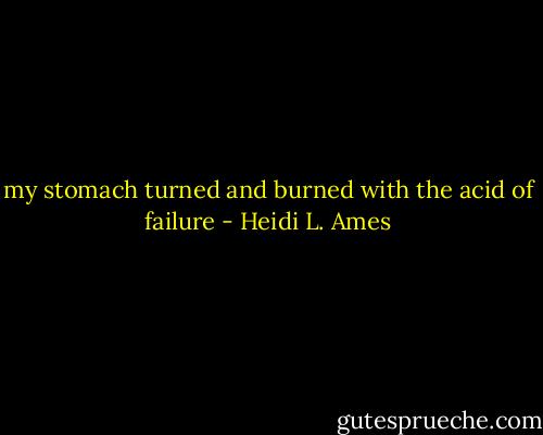 my stomach turned and burned with the acid of failure - Heidi L. Ames