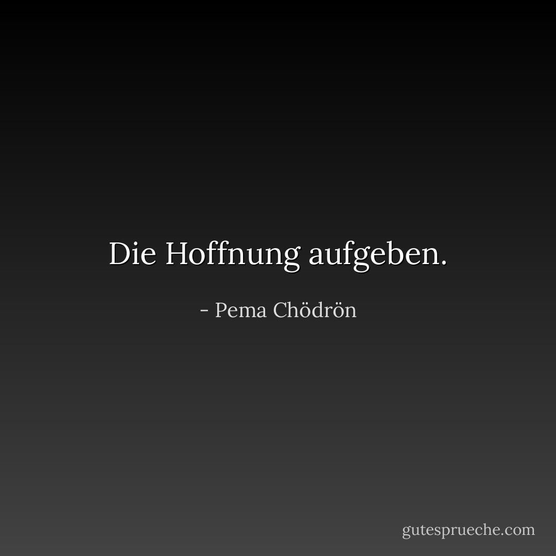 Die Hoffnung aufgeben. - Pema Chödrön<