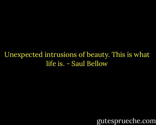 Unexpected intrusions of beauty. This is what life is. - Saul Bellow