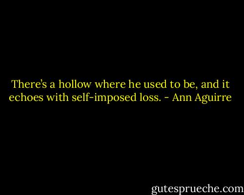 There’s a hollow where he used to be, and it echoes with self-imposed loss. - Ann Aguirre