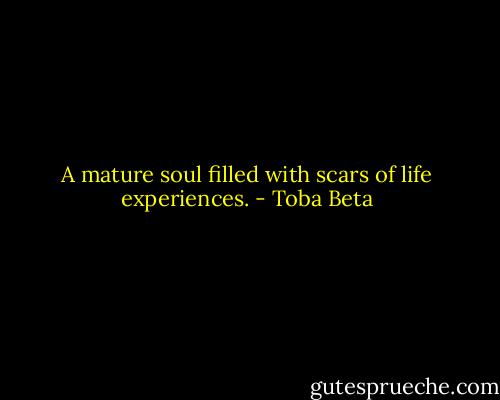 A mature soul filled with scars of life experiences. - Toba Beta