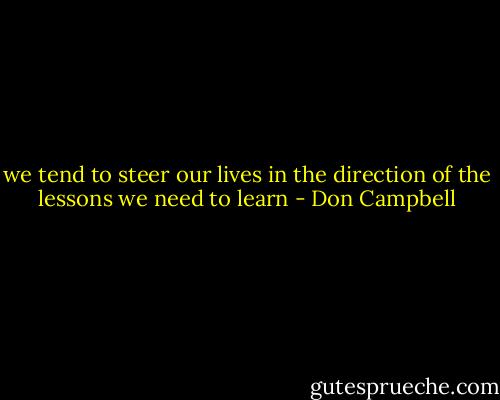 we tend to steer our lives in the direction of the lessons we need to learn - Don Campbell