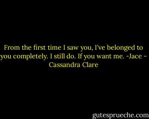 From the first time I saw you, I've belonged to you completely. I still do. If you want me. -Jace - Cassandra Clare