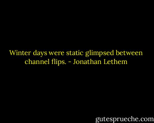 Winter days were static glimpsed between channel flips. - Jonathan Lethem