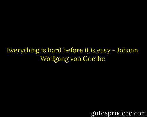 Everything is hard before it is easy - Johann Wolfgang von Goethe