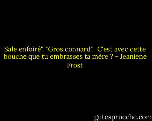 Sale enfoiré". "Gros connard".<br /> C'est avec cette bouche que tu embrasses ta mère ? - Jeaniene Frost