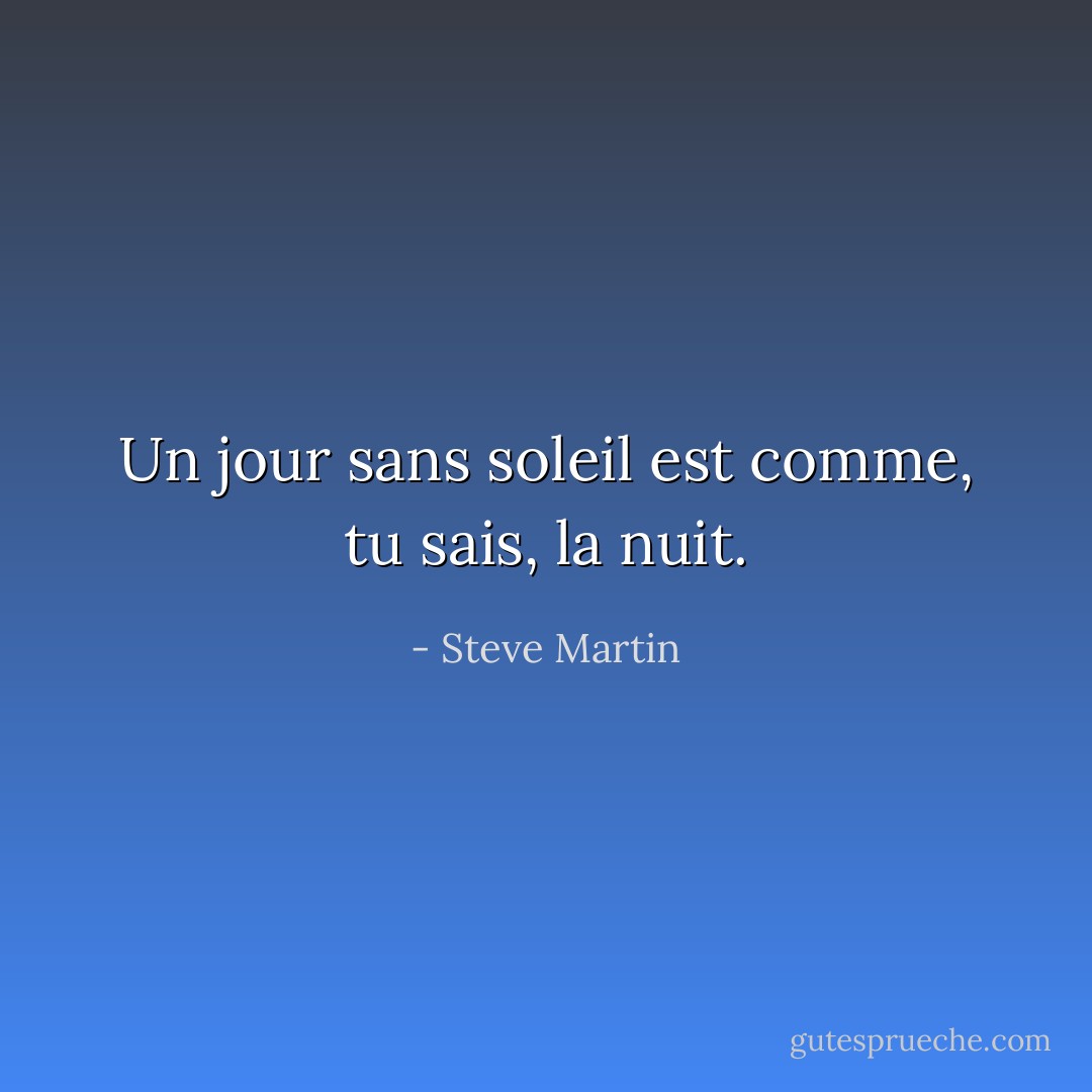 Un jour sans soleil est comme, tu sais, la nuit. - Steve Martin