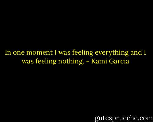 In one moment I was feeling everything and I was feeling nothing. - Kami Garcia