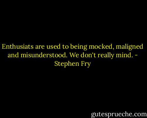 Enthusiats are used to being mocked, maligned and misunderstood. We don't really mind. - Stephen Fry