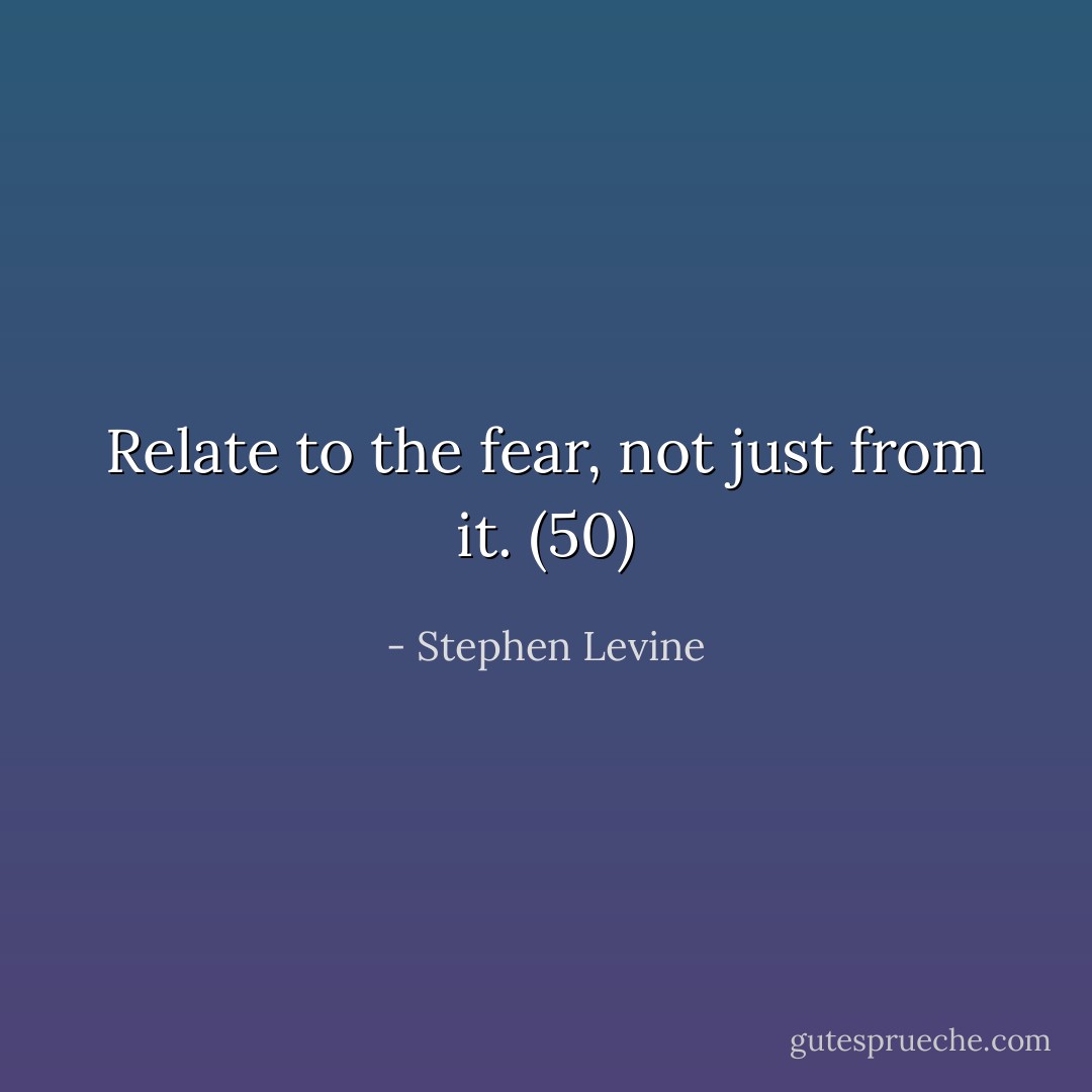 Relate to the fear, not just from it. (50) - Stephen Levine