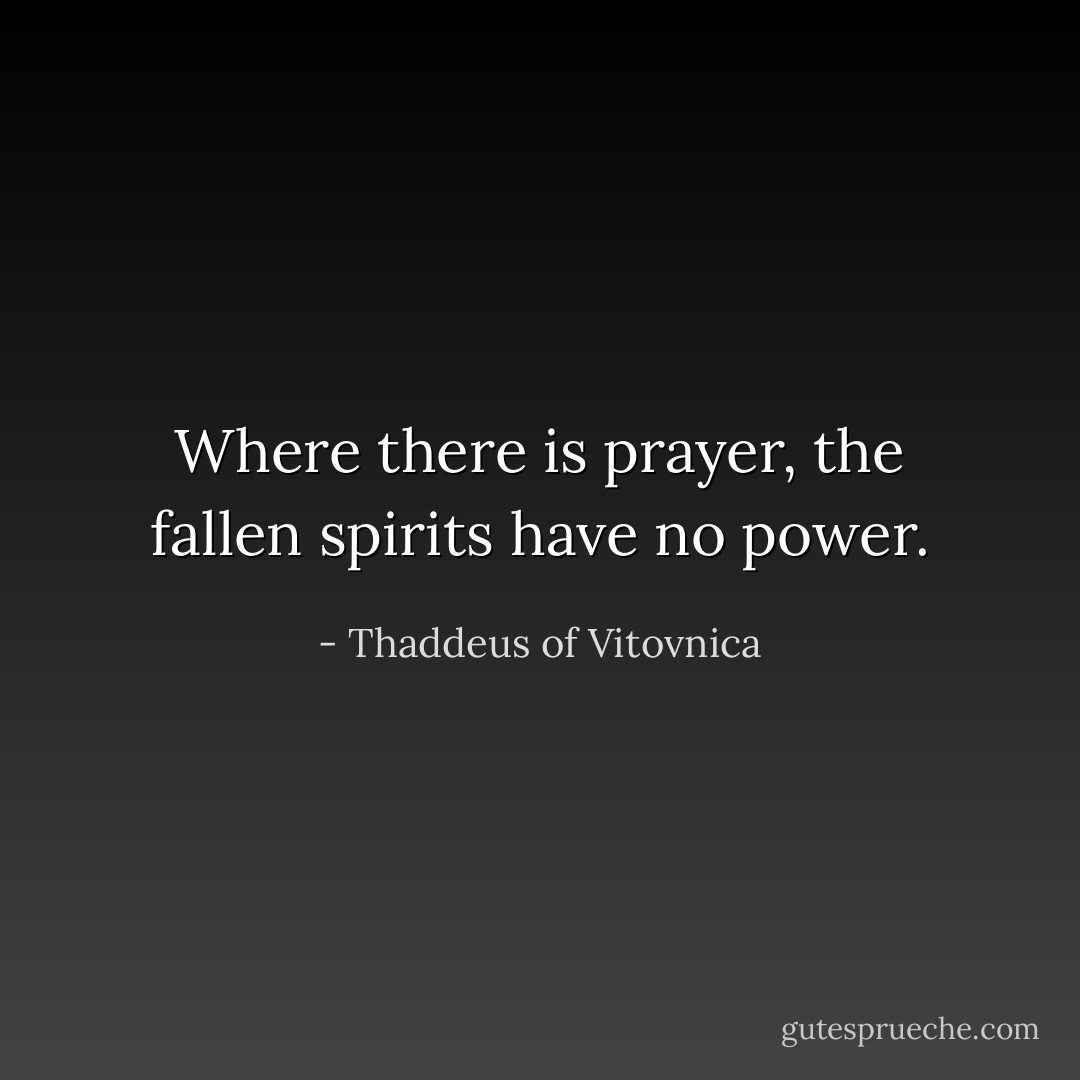 Where there is prayer, the fallen spirits have no power. - Thaddeus of Vitovnica