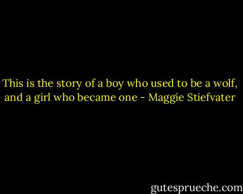 This is the story of a boy who used to be a wolf, and a girl who became one - Maggie Stiefvater