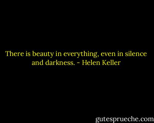 There is beauty in everything, even in silence and darkness. - Helen Keller