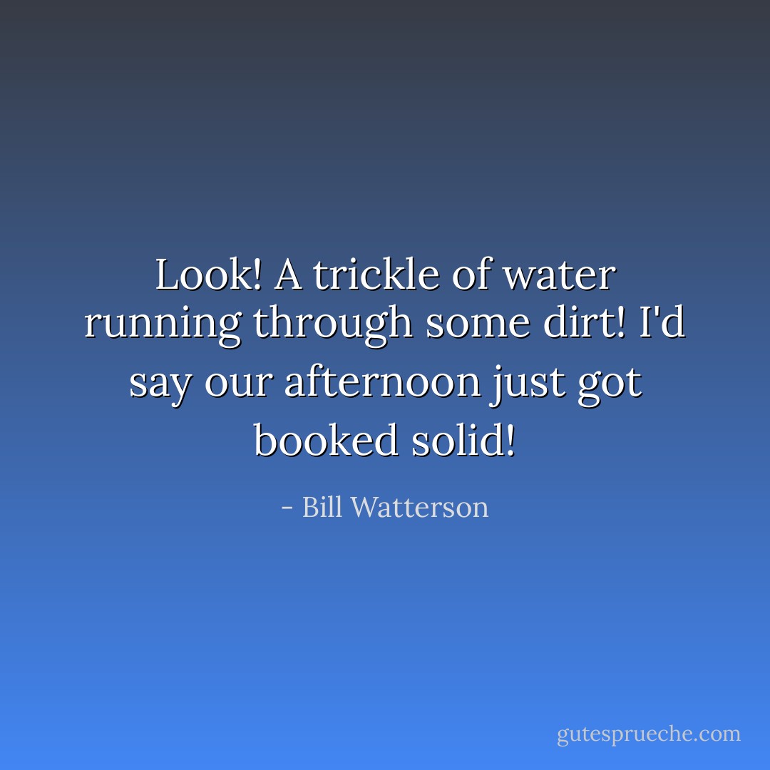 Look! A trickle of water running through some dirt! I'd say our afternoon just got booked solid! - Bill Watterson
