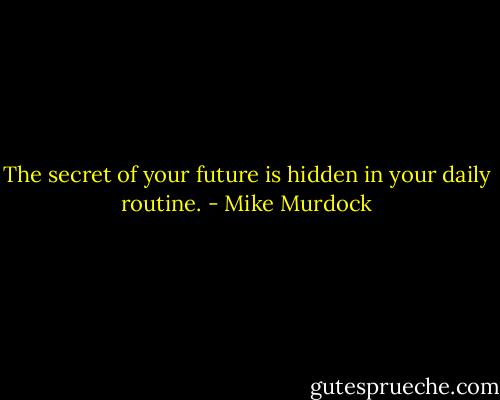 The secret of your future is hidden in your daily routine. - Mike Murdock