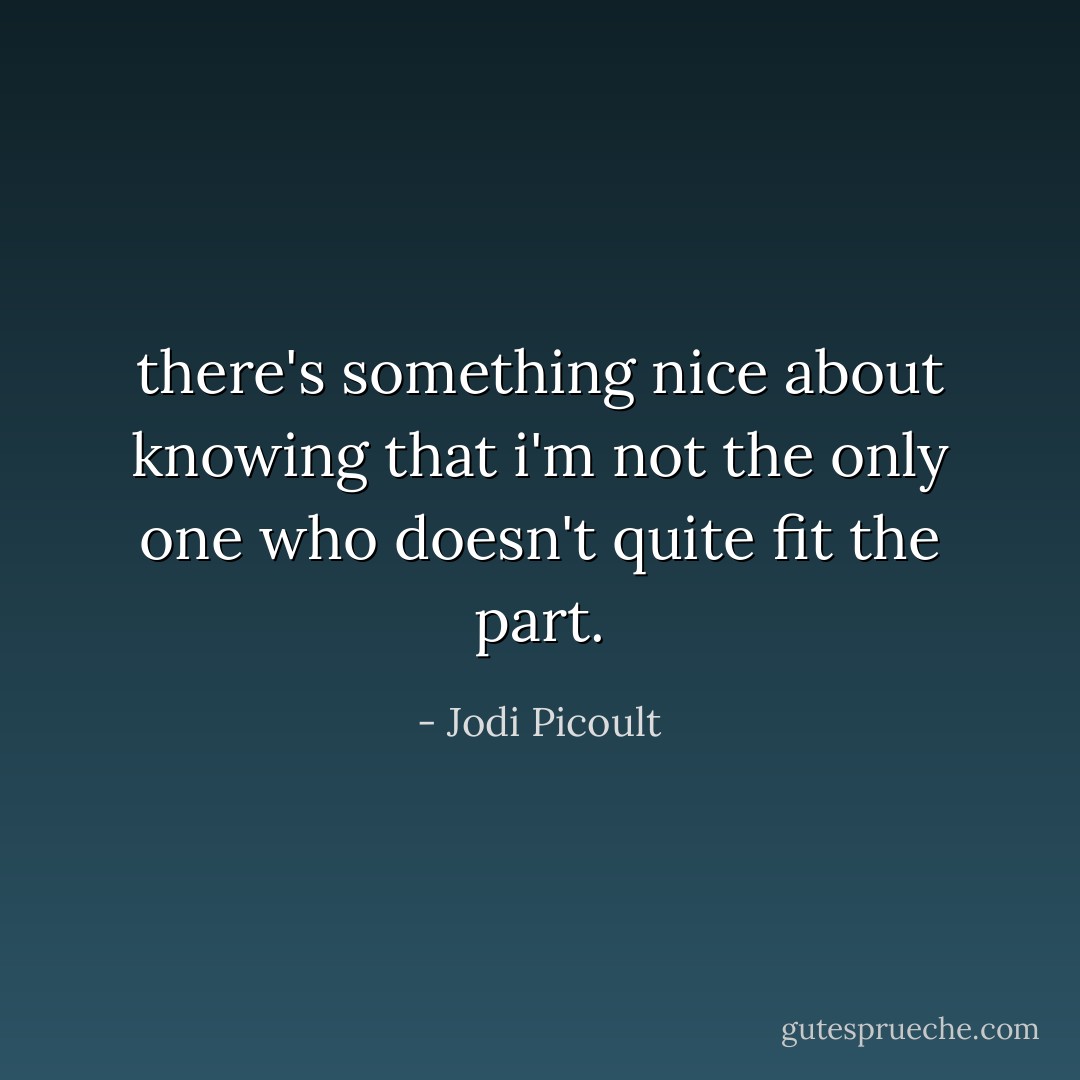 there's something nice about knowing that i'm not the only one who doesn't quite fit the part. - Jodi Picoult