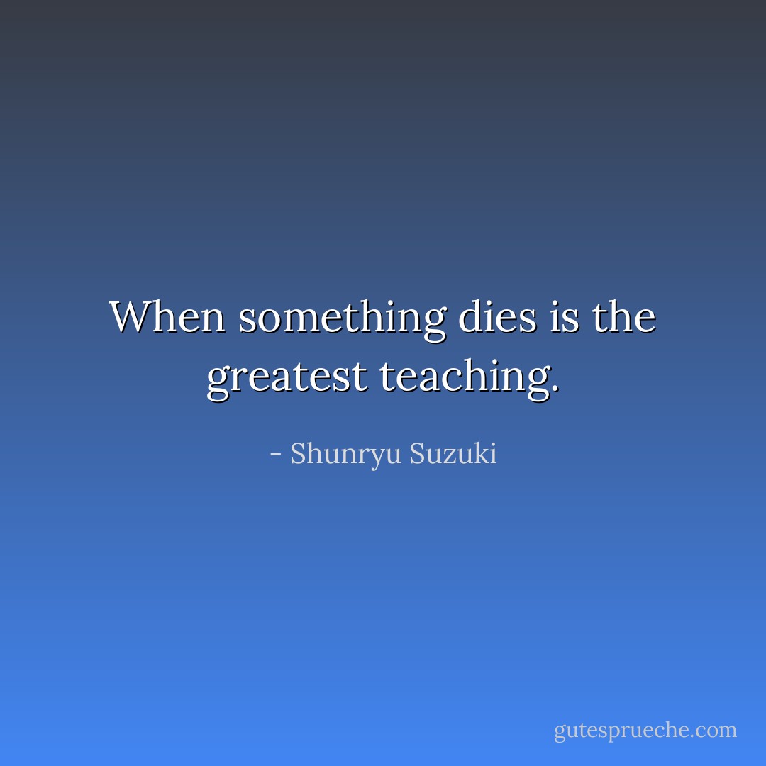 When something dies is the greatest teaching. - Shunryu Suzuki