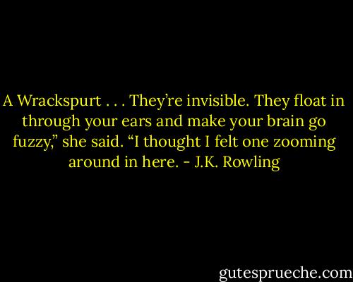 A Wrackspurt . . . They’re invisible. They float in through your ears and make your brain go fuzzy,” she said. “I thought I felt one zooming around in here. - J.K. Rowling