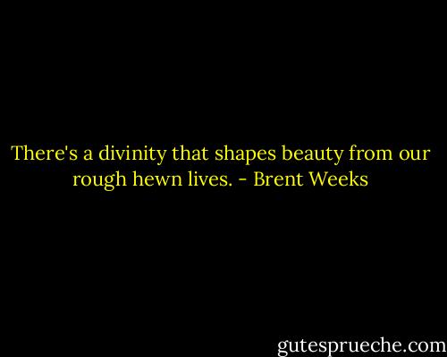 There's a divinity that shapes beauty from our rough hewn lives. - Brent Weeks