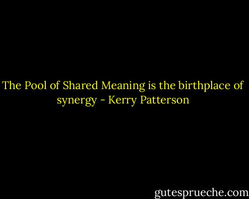 The Pool of Shared Meaning is the birthplace of synergy - Kerry Patterson
