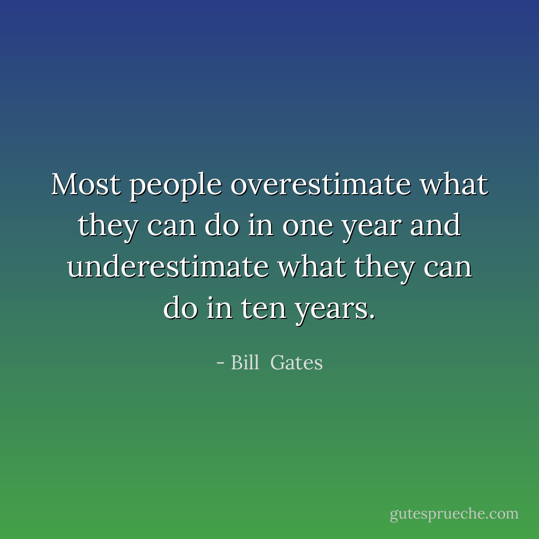 Most people overestimate what they can do in one year and underestimate what they can do in ten years. - Bill  Gates