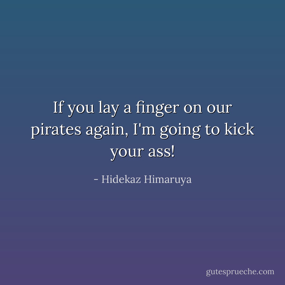 If you lay a finger on our pirates again, I'm going to kick your ass! - Hidekaz Himaruya