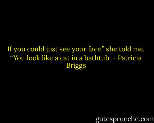 If you could just see your face,” she told me. “You look like a cat in a bathtub. - Patricia Briggs