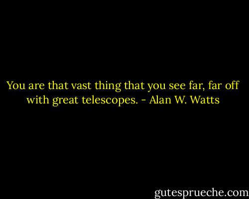 You are that vast thing that you see far, far off with great telescopes. - Alan W. Watts