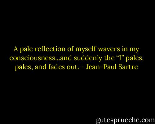 A pale reflection of myself wavers in my consciousness...and suddenly the “I” pales, pales, and fades out. - Jean-Paul Sartre