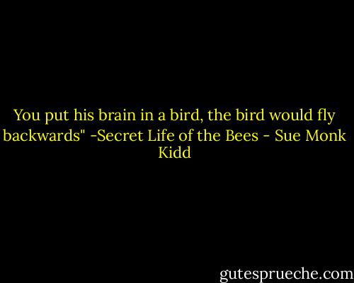 You put his brain in a bird, the bird would fly backwards" -Secret Life of the Bees - Sue Monk Kidd