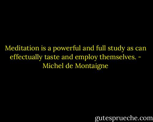 Meditation is a powerful and full study as can effectually taste and employ themselves. - Michel de Montaigne