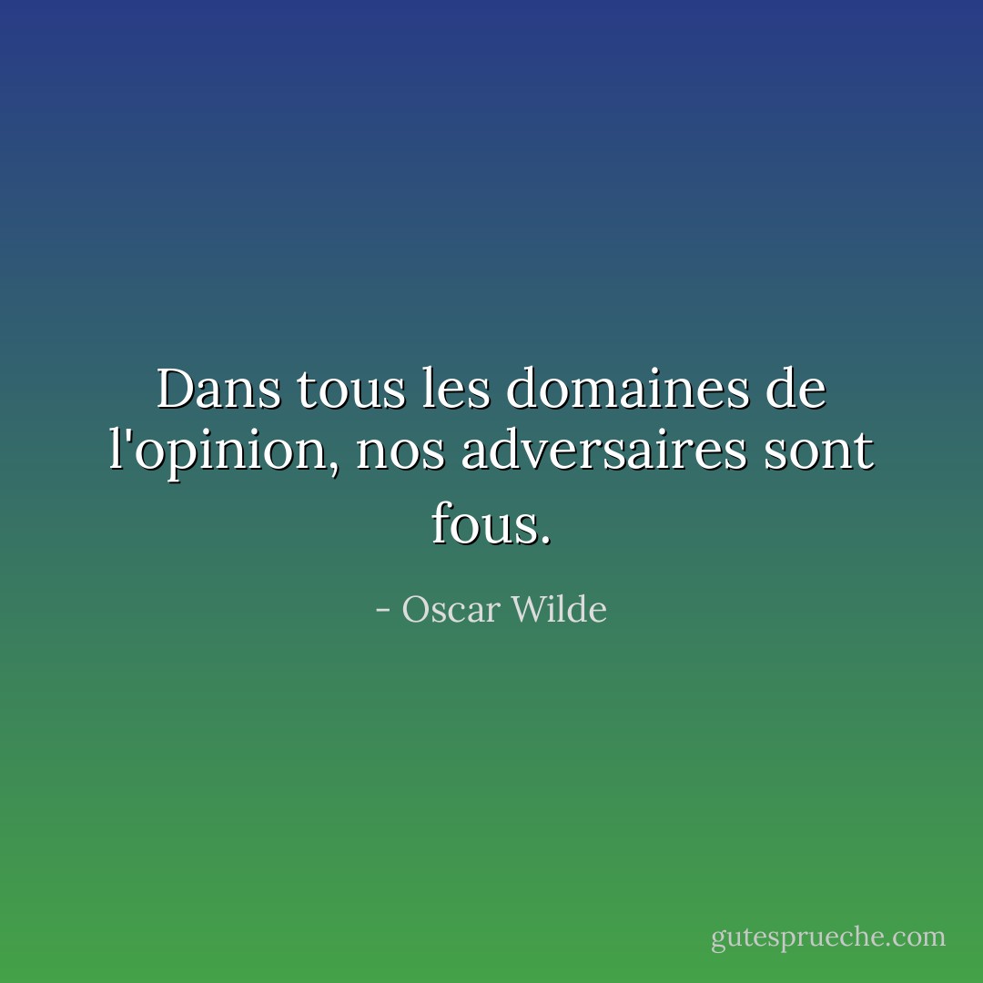 Dans tous les domaines de l'opinion, nos adversaires sont fous. - Oscar Wilde