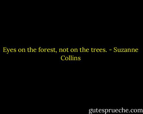 Eyes on the forest, not on the trees. - Suzanne Collins