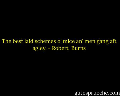 The best laid schemes o' mice an' men gang aft agley. - Robert  Burns